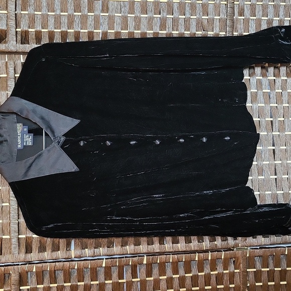 Harold's Black Velvet Button-Down Shirt - Picture 1 of 4